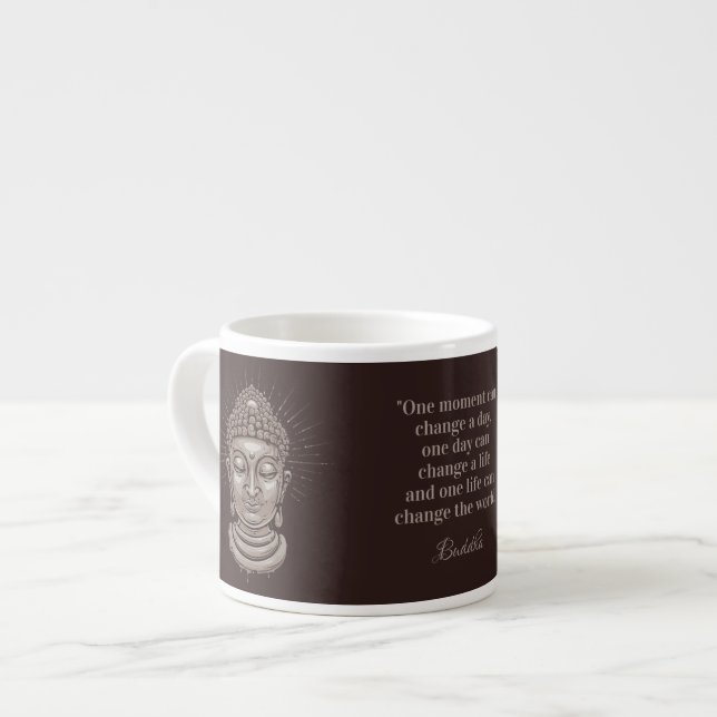 Tasse Expresso Nom et texte personnalisés Citation Bouddha (Devant gauche)