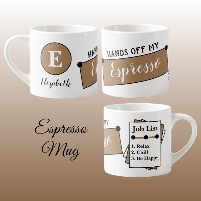 Tasse Expresso Nom monogramme refroidissement relaxer être heureu (Créateur téléchargé)