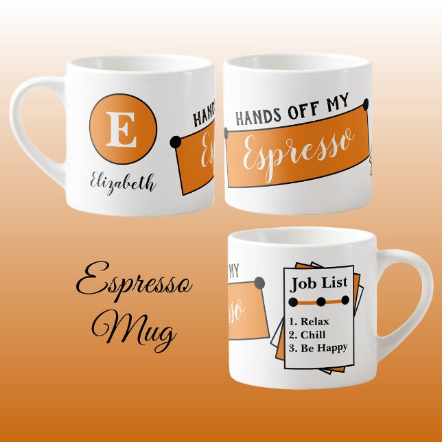 Tasse Expresso Nom monogramme refroidissement relaxer être heureu (Créateur téléchargé)