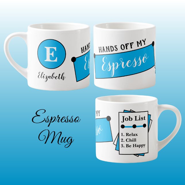 Tasse Expresso Nom monogramme refroidissement relaxer être heureu (Créateur téléchargé)
