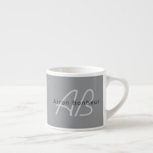Tasse Expresso Nom ou salutation modifiable Noir et gris foncé