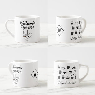 Tasse Expresso Nom personnalisé et initial   Petit café isolé