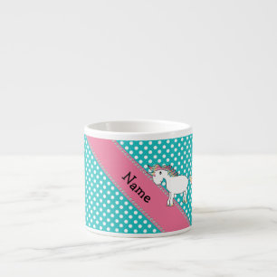Tasse Expresso Nom personnalisé mignon monocoque points turquoise