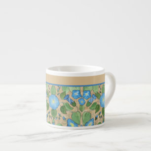Tasse Expresso Nostalgale Bleu Matin Gloire Motif Floral, Taupe
