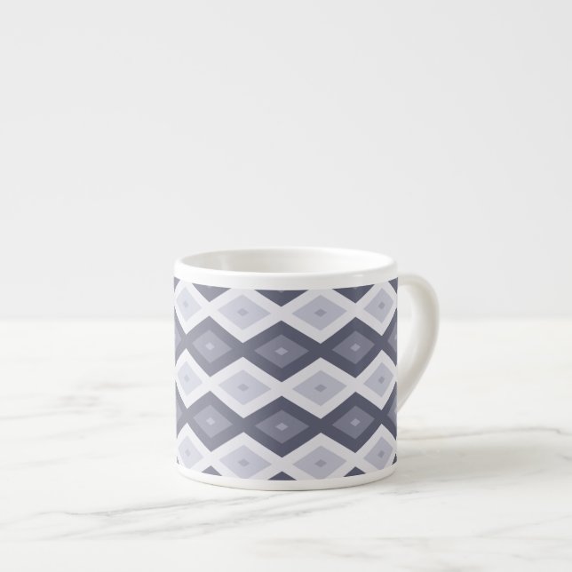 Tasse Expresso Nuances de bleu gris motif diamant (Devant droit)