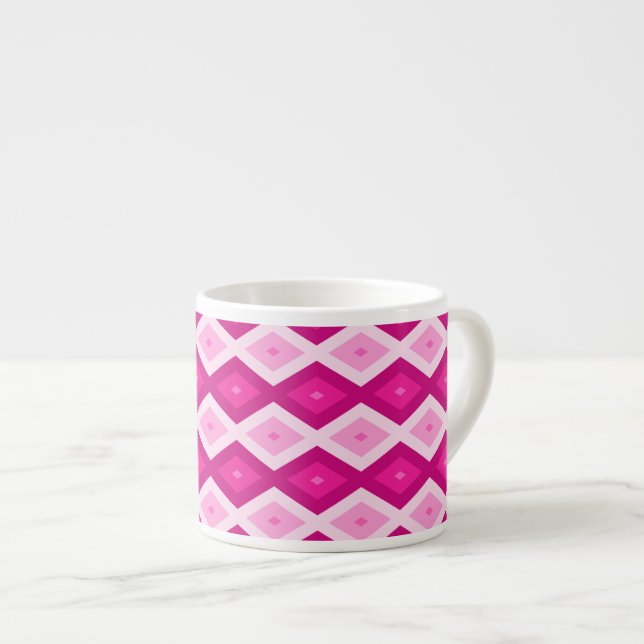 Tasse Expresso Nuances de motif de diamant fuchsia (Devant droit)