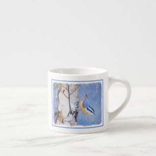 Tasse Expresso Nuthatch à poitrine rouge Peinture d'art original 