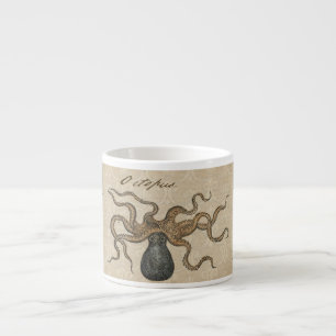 Tasse Expresso Octopus Kraken Illustration Vintage