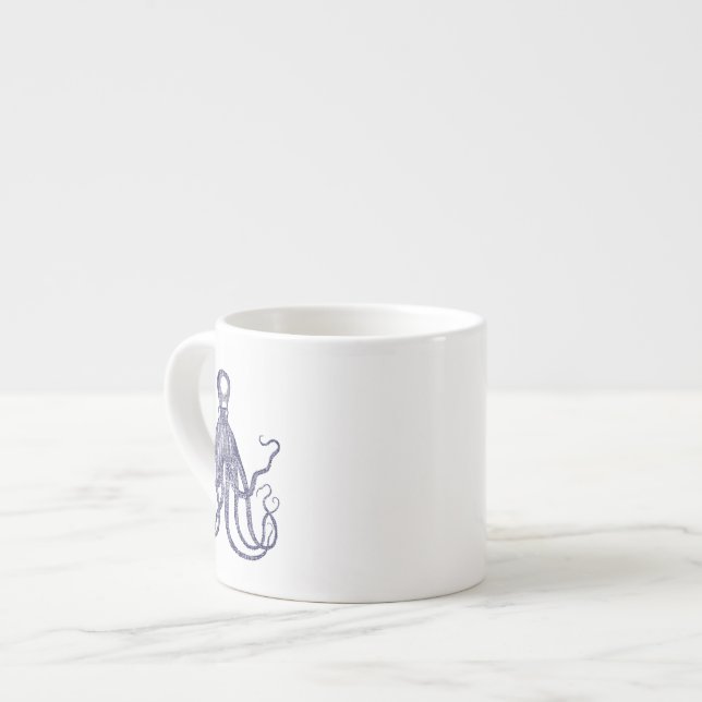 Tasse Expresso Octopus texturé Vintage (Devant gauche)