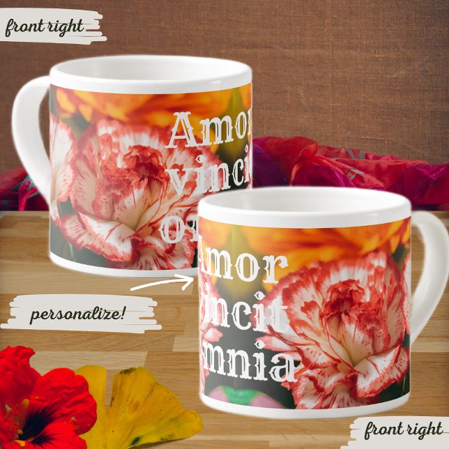 Tasse Expresso Oeillets rayés et gerbera (Créateur téléchargé)