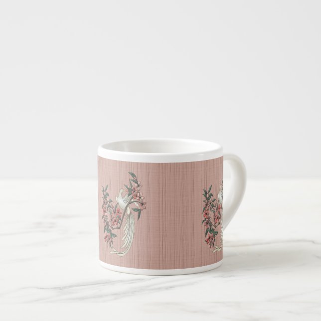 Tasse Expresso Oiseau blanc - Fleurs de cerisiers (Mug en céramiq (Devant droit)