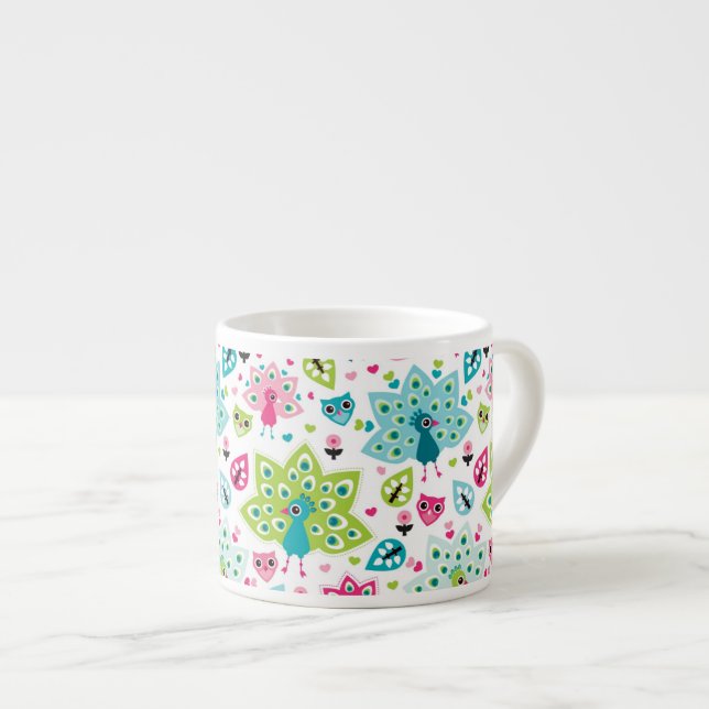 Tasse Expresso oiseau et hibou de paon (Devant droit)