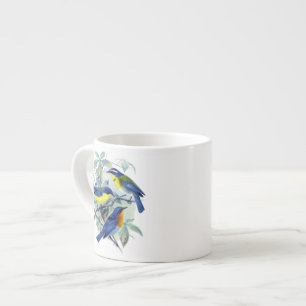 Tasse Expresso Oiseaux chanteurs floraux vintages habillement et