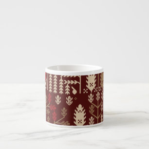 Tasse Expresso Oiseaux Fleurs Motif bleu foncé