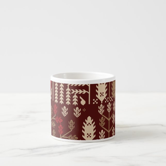 Tasse Expresso Oiseaux Fleurs Motif bleu foncé (Devant)