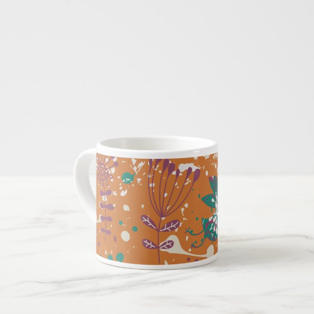 Tasse Expresso Oiseaux floraux lunaires (Devant gauche)