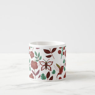 Tasse Expresso Oiseaux motifs et papillons floraux sans soudure