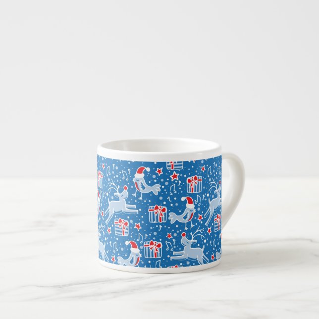 Tasse Expresso Oiseaux musicaux de Noël et muqueuse de rennes (Devant droit)