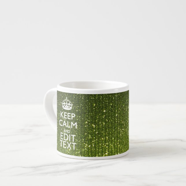 Tasse Expresso Olive Green Restez calme Ayez votre texte (Devant gauche)