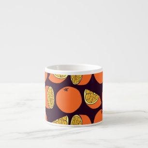 Tasse Expresso Oranges sans couture motif, texture vintage.