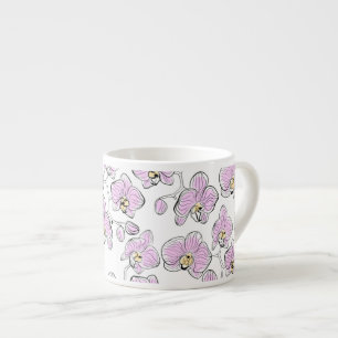 Tasse Expresso Orchidées phalaenopsis aquarelle sans couture fleu
