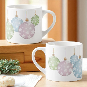 Tasse Expresso Ornements De Noël Pastel Moderne Avec Étoiles