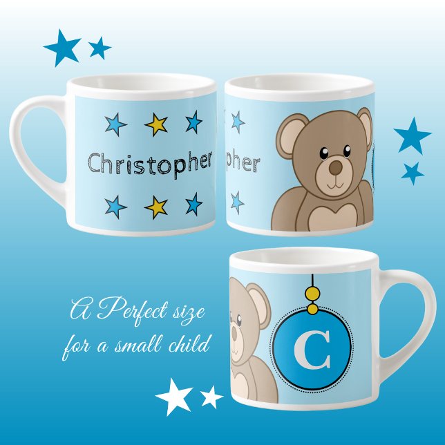 Tasse Expresso Ours en peluche mignon bleu jaune avec étoiles enf (Créateur téléchargé)