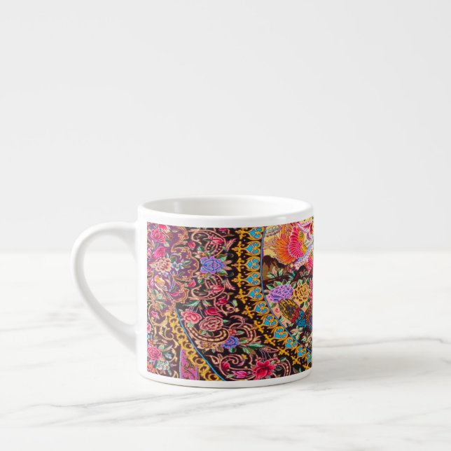 Tasse Expresso Pacock bleu or rose Fleurs florales persanes (Gauche)