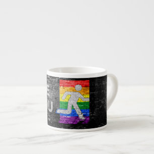 Tasse Expresso Panneau de couleurs de fierté arc-en-ciel urbain S