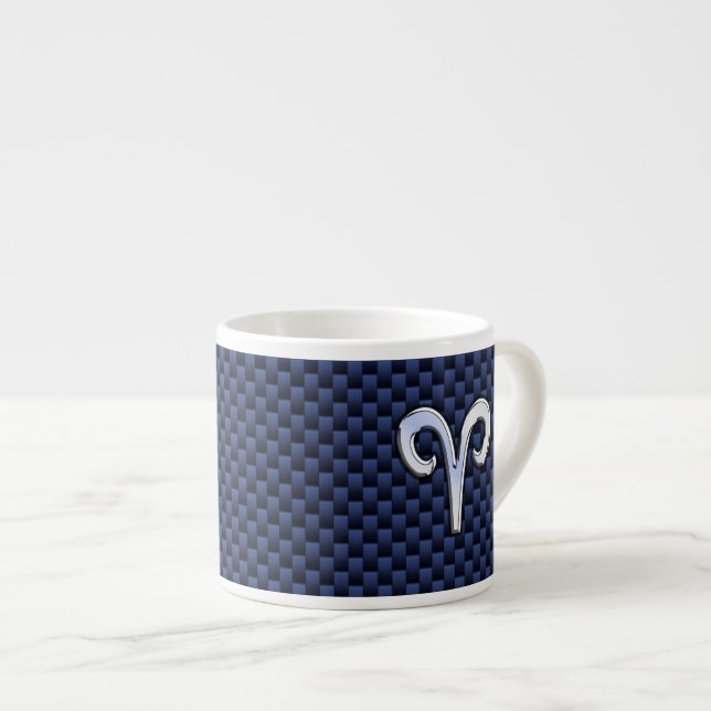 Tasse Expresso Panneau Zodiac Silver Aries Bleu Carbone Fibres Im (Devant droit)