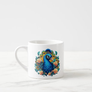 Tasse Expresso Paon avec roses pêche