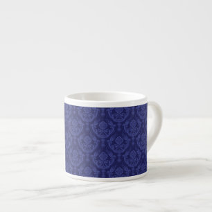 Tasse Expresso Papier peint floral bleu de luxe de damassé