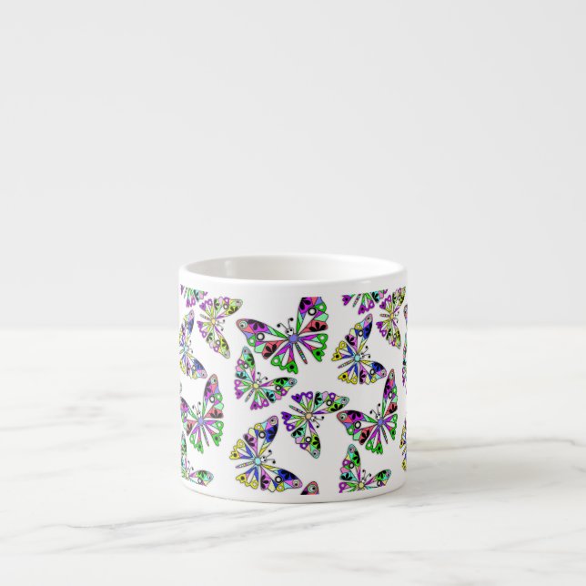Tasse Expresso Papillon abstrait de dessin animé transparent mign (Devant)