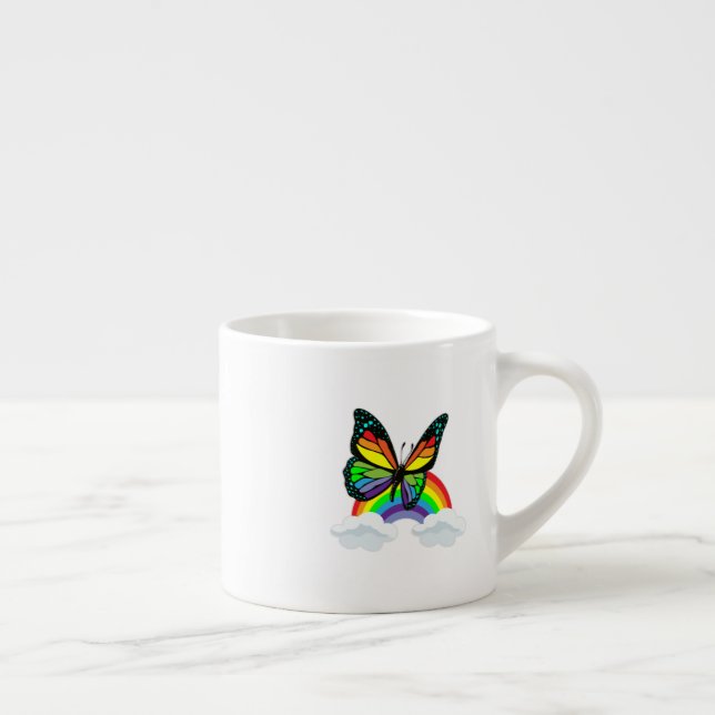 Tasse Expresso Papillon avec arc-en-ciel (Droite)