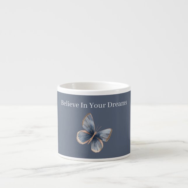 Tasse Expresso Papillon crème bleu   (Devant)