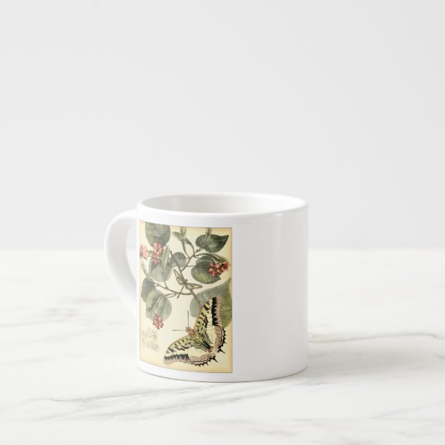 Tasse Expresso Papillon et libellule à fleurs rouges (Devant gauche)