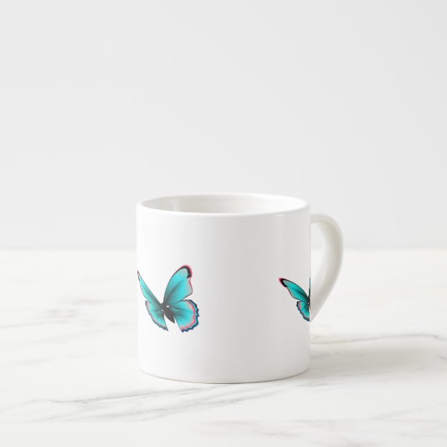 Tasse Expresso Papillon turquoise (Devant droit)