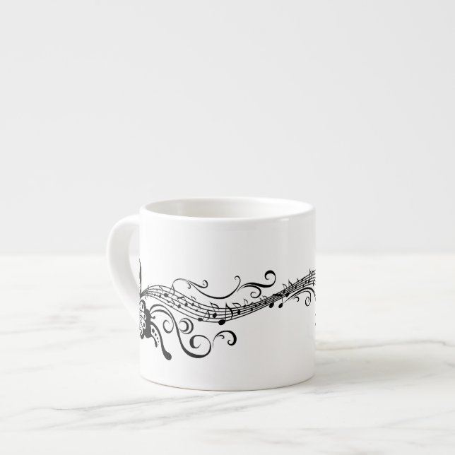 Tasse Expresso Papillons en dentelle noire 6 Musical (Devant gauche)