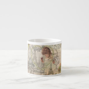 Tasse Expresso Paris France Jolie Fille Douce Tour Eiffel