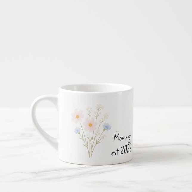 Tasse Expresso Pastel Fleur sauvage - Personnalisée Maman Est. (Gauche)