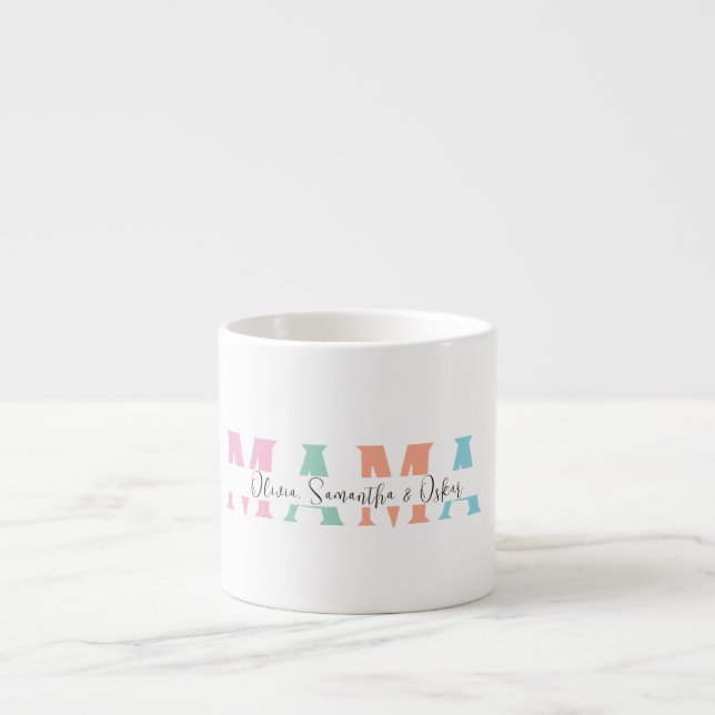 Tasse Expresso Pastel MAMA cadeau de fête des mères | (Devant)