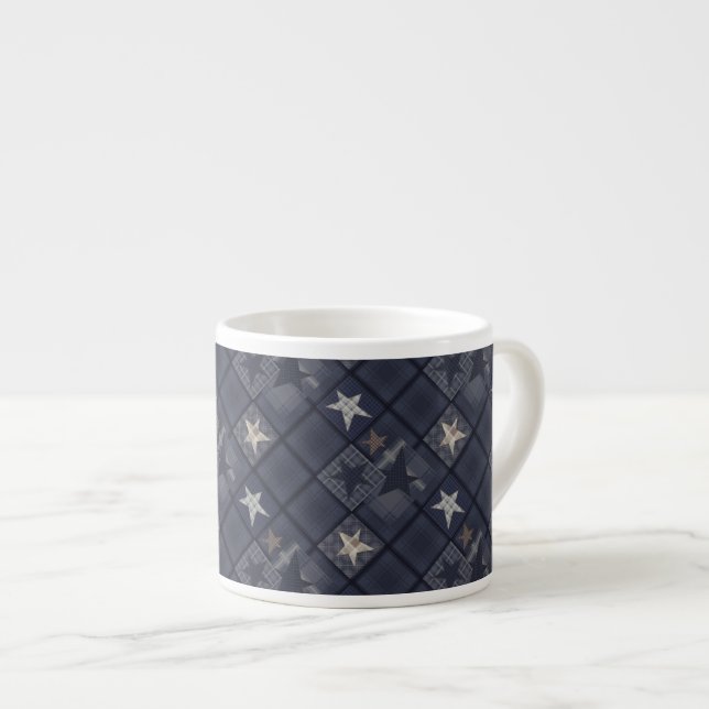 Tasse Expresso Patchwork bleu (Devant droit)