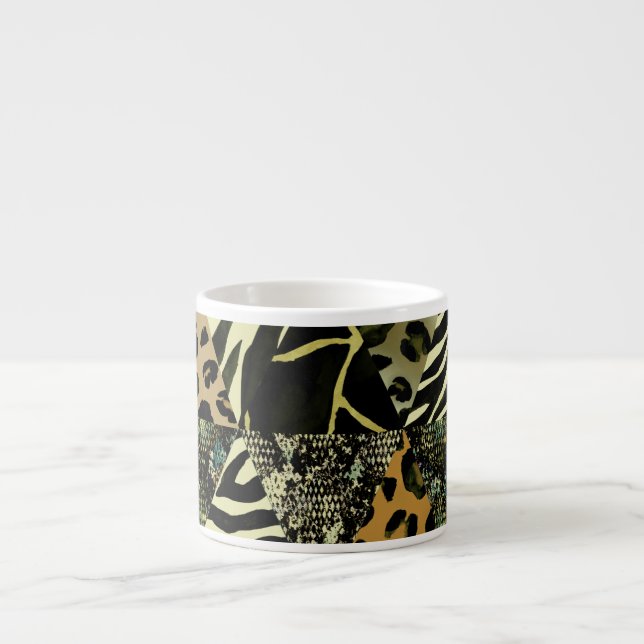 Tasse Expresso Patchwork Safari : Poster de animal aquarelle. (Devant)