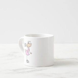 Tasse Expresso Patineuse artistique fille rose en bonhomme allume