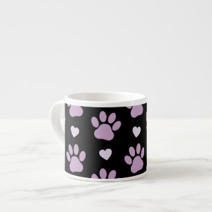Tasse Expresso Pattern of paws, Dog paws, Lilac paws, Hearts