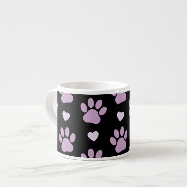 Tasse Expresso Pattern of paws, Dog paws, Lilac paws, Hearts (Devant gauche)