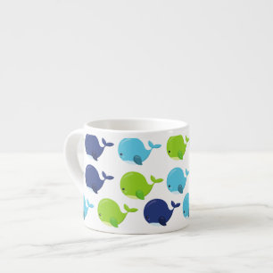 Tasse Expresso Pattern of Whales, Cute Whales, Sea Animals