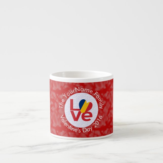 Tasse Expresso Pavillon Chad Red LOVE Personnalisé (Devant)