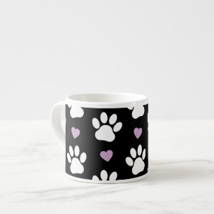 Tasse Expresso Paw Motif, Chien Paws, White Paws, Lilac Hearts
