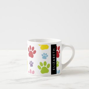 Tasse Expresso Paws Colorés, Motif Paw, Paws Chiens, Votre Nom